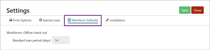 Workform defaults
