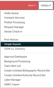 Utilities menu