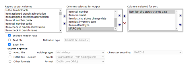 Report criteria