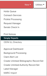 Utilities menu