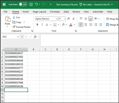 Excel file