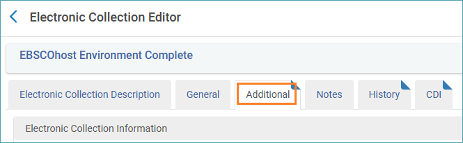Screenshot of Additional Tab