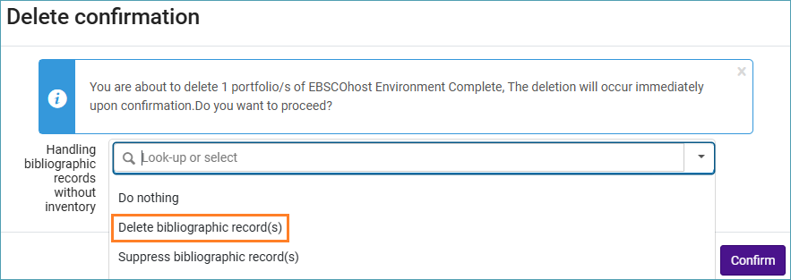 Screenshot delete confirmation portfolio