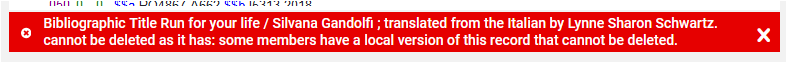 Screenshot of error message