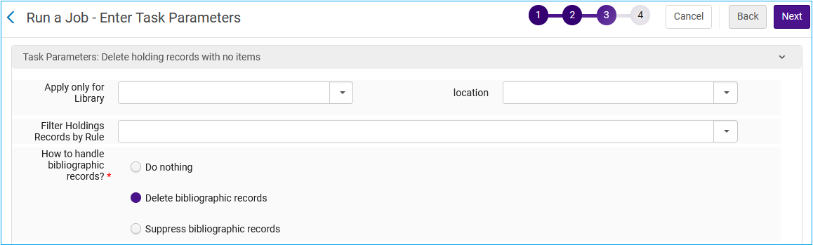 Screenshot job task parameters