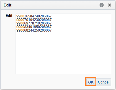 Screenshot of edit box and ok
