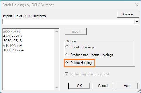 Screenshot of batch processing box in Connexion