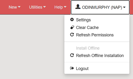User menu