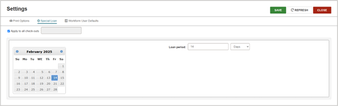 Special Loan screen