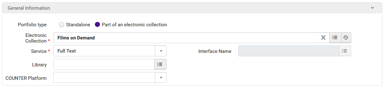 Image of the general information box of the portfolio