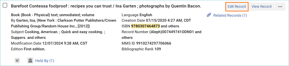 Image of Edit button to open bib in metadata editor