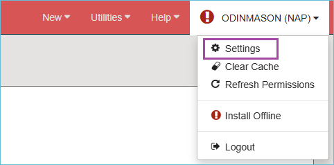 Settings menu in Leap