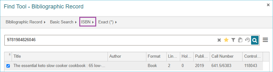 Image of ISBN Find Tool search