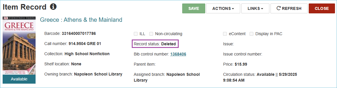 Image of deleted item record
