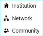 Icons for the different zones in Alma.