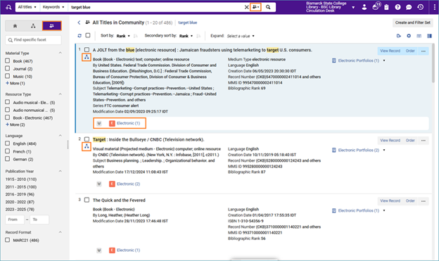 Screenshot of community zone search results