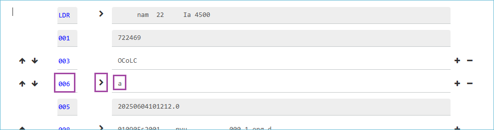 Image of new 006 field with a in 00 position