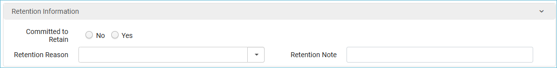 Image of the Retention Information section of the item record work form