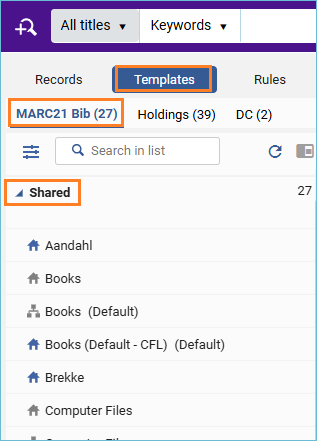 Image of the view of community templates
