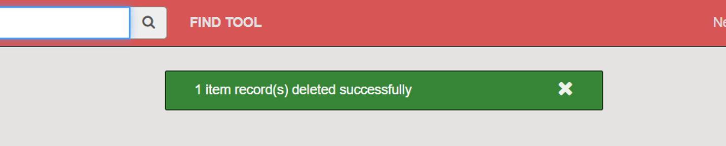 Record deletion successful confirmation message
