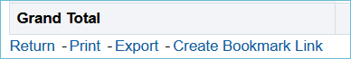 Image of the export and print options found at the bottom of the report.