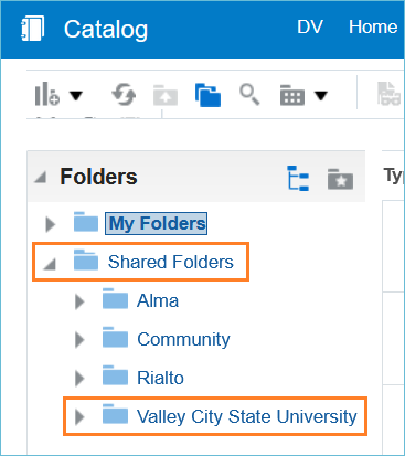 Image showing navigation to the institution folder