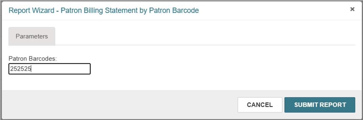 Report wizard - Patron billing statement