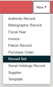 New menu Record set