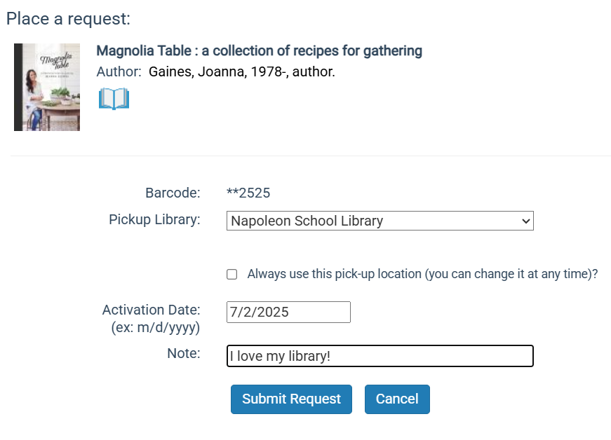 Place a request