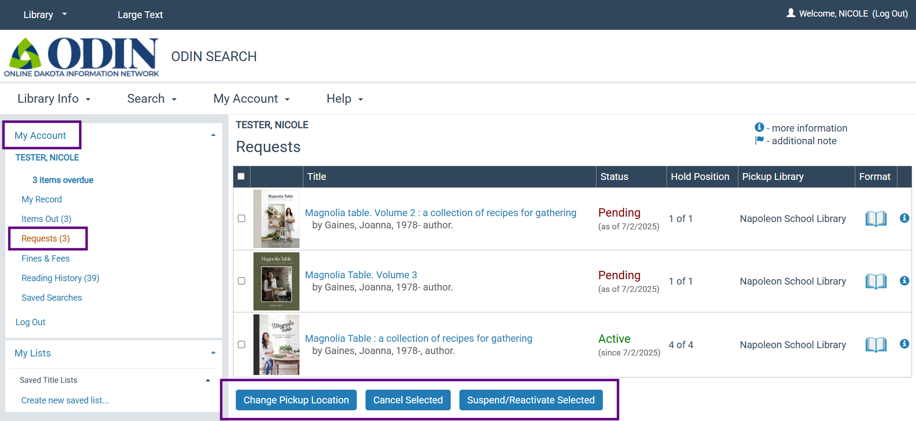 Requests under PAC account