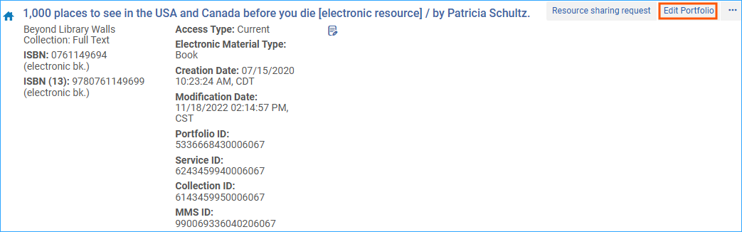 A screenshot of a portfolio with the Edit Portfolio button outlined.