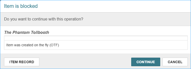 A screenshot of the OTF block when the item is checked in.