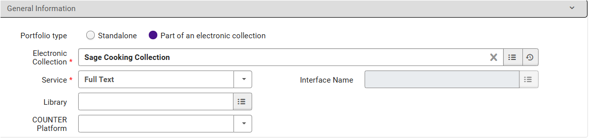A screenshot of the top section of the portfolio workform containing title information.