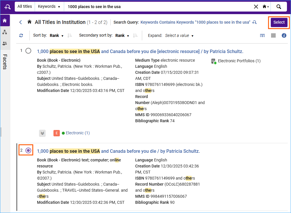 A screenshot of a search results for the target title for the portfolio.